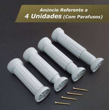 Imagem de Kit 4 Pés Para Móveis Armário Regulável de 13cm a 17cm + Parafusos Ref.: K4P00200