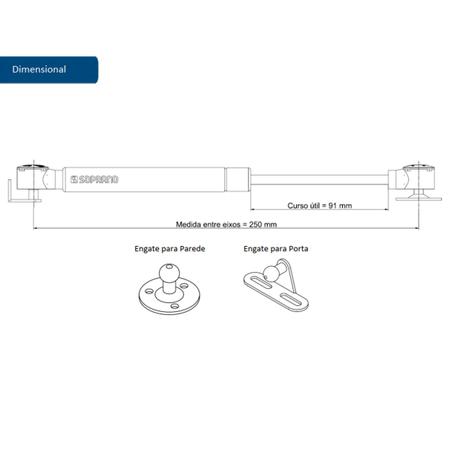 Imagem de kit 4 Pistão a Gás Amortecedor 80N (8kg) para porta de móveis e armários