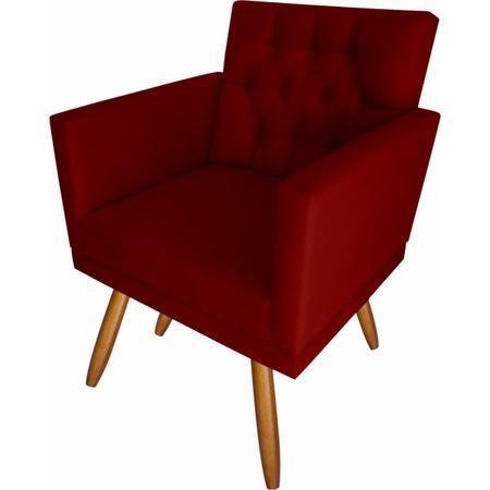 Imagem de Kit 4 Poltronas Decorativas Larah Capitonê E 3 Puffs Marsala