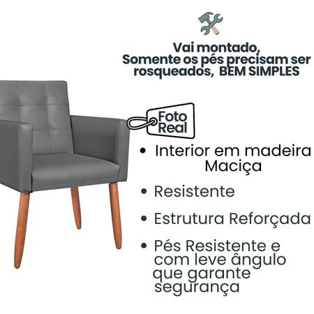 Imagem de Kit 4 Poltronas material sintético para Sala de Estar Decorativa Cadeira Estofada Resistente Escritório Recepção Manicure