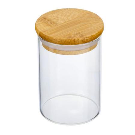 Imagem de Kit 4 Potes Hermético de Vidro Tampa Bambu p/ Mantimentos Condimentos Alimentos Jogo Organizador