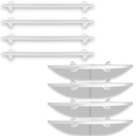 Imagem de Kit 4 Prateleiras Nicho 60x15 + 4 De Canto Flutuante 35x35 