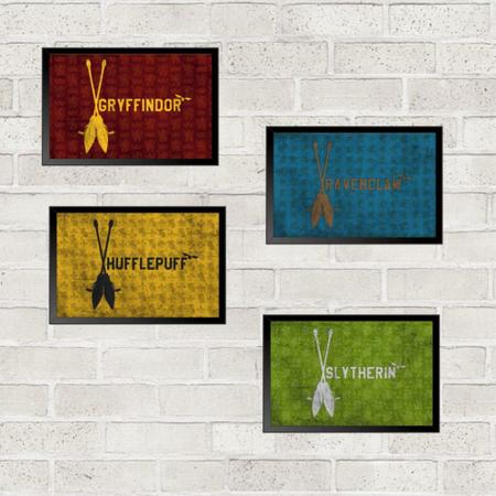 Kit 4 Quadros Decorativos Harry Potter Casas 21x30cm - Sempre Viva Home Decor Imagem de Kit 4 Quadros Decorativos Harry Potter Casas 21x30cm