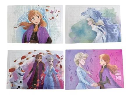 Imagem de Kit 4 Quebra Cabeça Infantil Meninas De 63pç Frozen Sisters