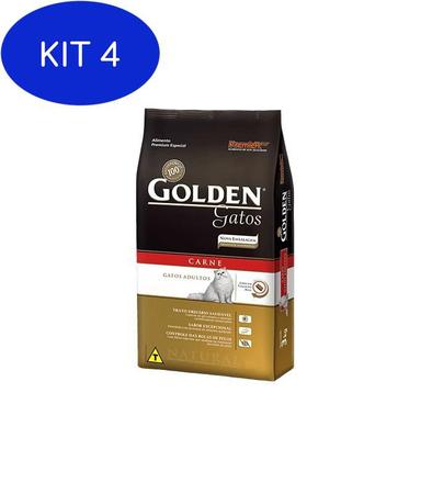Imagem de Kit 4 Ração Golden Gatos Adultos sabor Carne 1kg - Premier