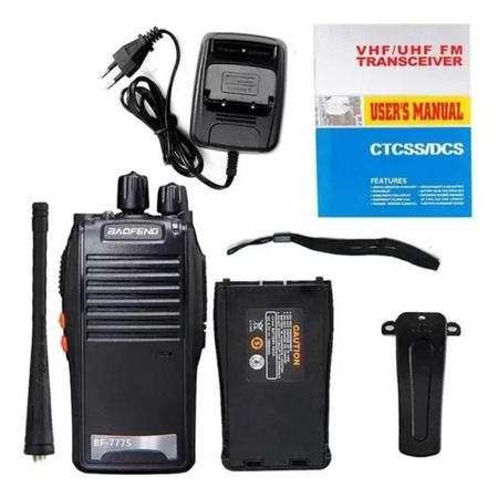 Imagem de Kit 4 Radio Walk Talk Comunicador 12km 16 Ch Baofeng 777s Vhf Cor Preto - Envio Imediato