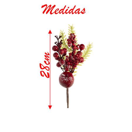 Kit 4 Ramo Frutas Vermelhas Artificial Decoração Natal 28cm - Gici Decor Imagem de Kit 4 Ramo Frutas Vermelhas Artificial Decoração Natal 28cm