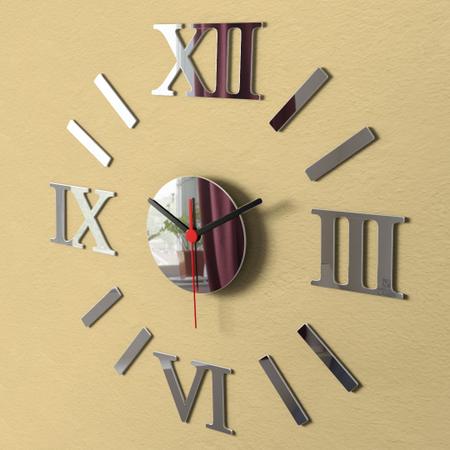 Imagem de Kit 4 Relógio De Parede Romano Grande Espelho Sala Cozinha w