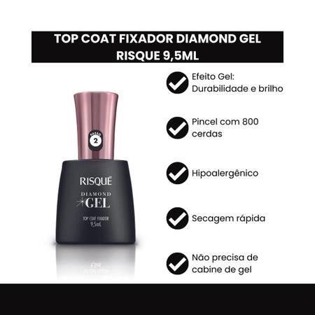 Risqué Top Coat Fixador Diamond Gel Cremoso - 9, 5 ml : .com