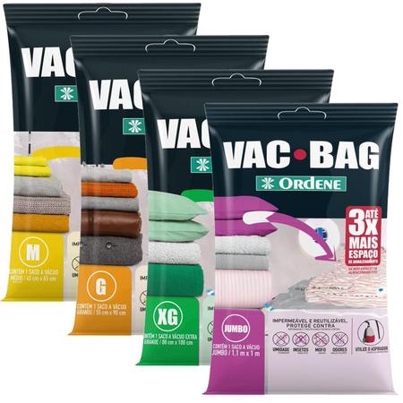 Imagem de Kit 4 Saco Vacuo Vacbag Embalagem Guardar Edredom Cobertor