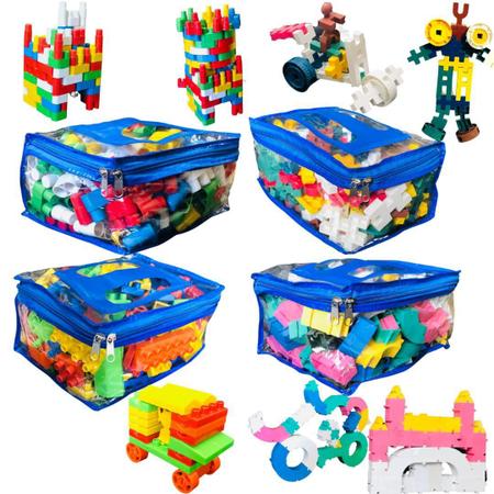 Sacola De Blocos De Montar Discos De Encaixe 1000 Peças - Futura Brinquedos  Educativos