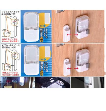 Imagem de Kit 4 Sensor Alarme Magnético Luz Led Porta Janela Segurança Sem Fio