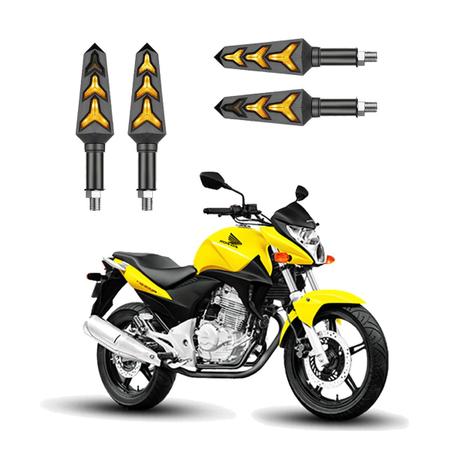 Imagem de KIT 4 Seta Sequencial Pisca de Led Estrela Modelo P09S Moto CB 300R Ano 2016 2017 2018201920202021