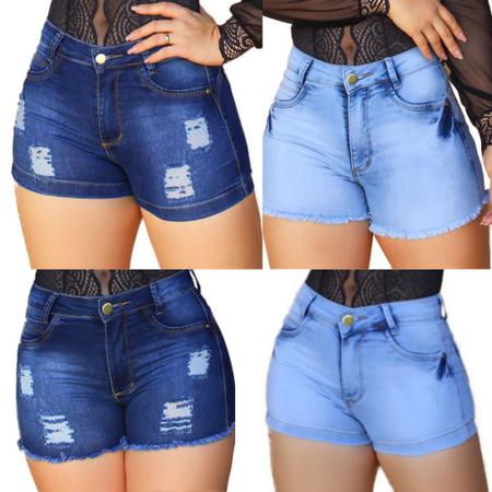 Kit 4 Short Feminino Curto Jeans Com Licra Levanta Bumbum - Kaena - Short  Feminino - Magazine Luiza