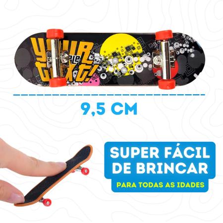 Finger Skateboard Skatinho de Dedo com Lixa e Rodinhas Trocáveis