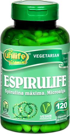 Imagem de Kit 4 Spirulina Espirulife Microalga Unilife 120 cápsulas