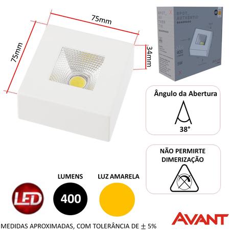 Imagem de Kit 4 Spot Led COB Quadrado Sobrepor 5w Branco Quente 3000K