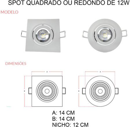 Imagem de Kit 4 Spot Led Embutir 12w Redondo 3000k Amarela - Avant