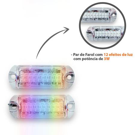 4 Strobo Automotivo Carro Ajk 4 Faróis Rgb Com Controle Novo