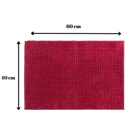 Imagem de Kit 4 Tapetes de Banheiro Antiderrapante Bolinha Microfibra Macio Vermelho 40x60cm