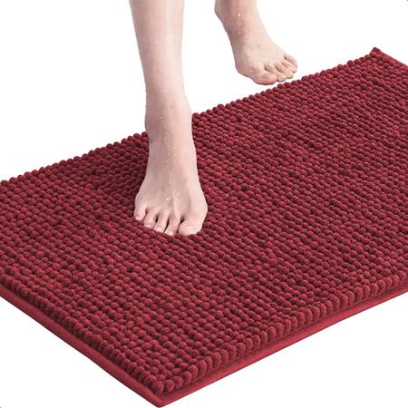 Imagem de Kit 4 Tapetes de Banheiro Antiderrapante Bolinha Microfibra Macio Vermelho 40x60cm