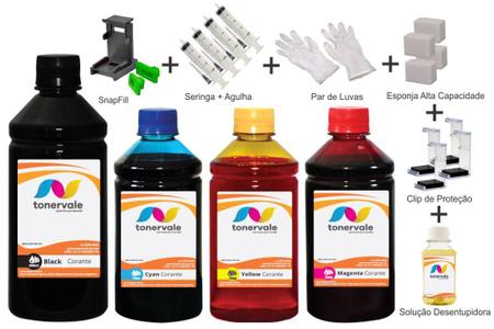 Imagem de Kit 4 Tinta Para HP D2345 21 e 22 500ml Black e 250ml Color Linha Platinum