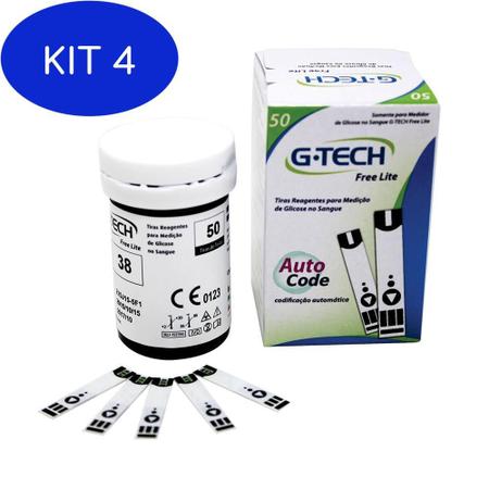 Imagem de Kit 4 Tiras Reagentes G-Tech Free lite 50 unidades