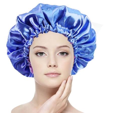 Imagem de Kit 4 toucas de cetim antifrizz prática ideal para cuidar do cabelo