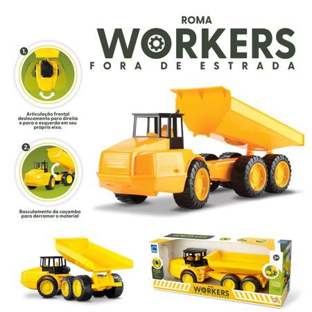 Imagem de Kit 4 Tratores Maquinas Miniatura Workers Series Retroescavadeira Carregadeira - Roma Brinquedos