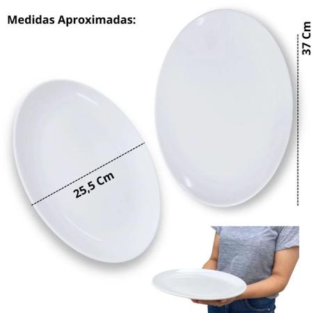 Imagem de Kit 4 Travessas Prato Oval Duas de 60 Cm + Duas de 33 Cm Rasas para Buffet Restaurante Melamina  Bestfer 