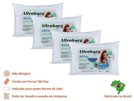 Imagem de Kit 4 Travesseiros Royal Altenburg Percal 180 Fios Fibra Siliconizada