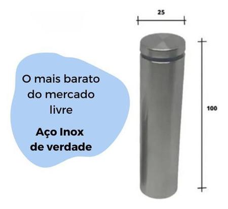 Kit 4 Unid Prolongador 25X100 Inox Suporte Vidro, Mad Painel - AGS Imagem de Kit 4 Unid Prolongador 25X100 Inox Suporte Vidro, Mad Painel