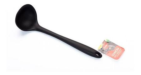 Imagem de Kit 4 Utensílios De Silicone Colher Espátula Concha Vazado Preto