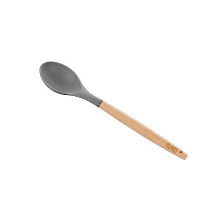 Imagem de Kit 4 Utensílios Espumadeira Colher Concha Bambu Silicone