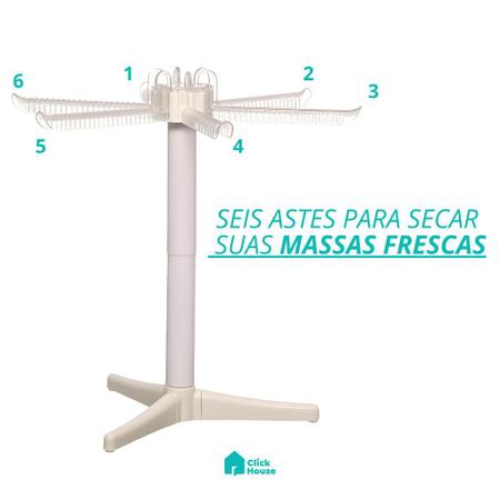 Imagem de Kit 4 Varal Secador de Massa Fresca Artesanal Macarrão 6 Hastes