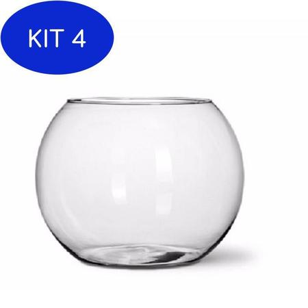 Imagem de Kit 4 Vaso Aquário Redondo Vidro 2 Litros Decoração - Mistral