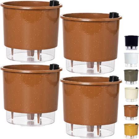 Imagem de Kit 4 Vaso Raiz Auto Irrigável 16x14cm N3 Autoirrigável Médio Plantas Flores Temperos Horta