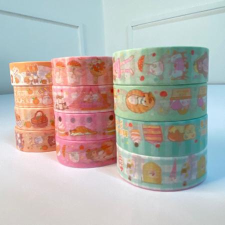 Imagem de Kit 4 washi tape estampada fita decorativa papelaria divertida escolar
