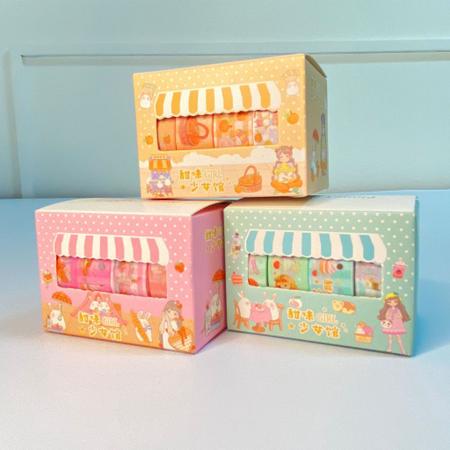 Imagem de Kit 4 washi tape estampada fita decorativa papelaria divertida escolar