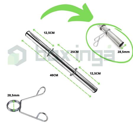 Imagem de Kit 40 Kg Anilhas Ferro + 2 Barras De 40cm + Barra De 160cm