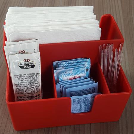 Imagem de Kit 40 Portas Sachês Guardanapos Açúcar Organizador Multiuso Bancada Vermelho