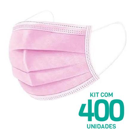 Imagem de Kit 400 Máscaras Descartáveis Adulto Tripla Camada Cor Rosa