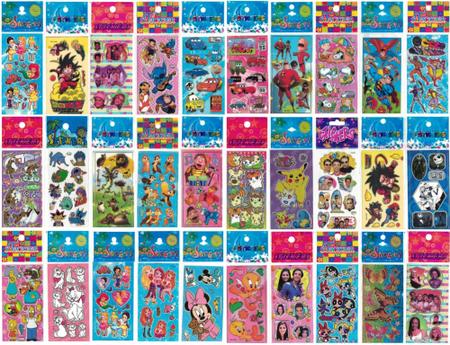 Imagem de Kit 480 Cartelas Adesivo Infantil Sticker Vários Personagens de Menino e Menina