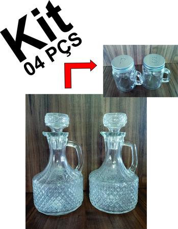 Kit 4pçs Galheteiro Saleiro Pimenteiro Azeite Vinagre Sal Pimenta Vidro - Wheaton Brasil/Wincy Imagem de Kit 4pçs Galheteiro Saleiro Pimenteiro Azeite Vinagre Sal Pimenta Vidro