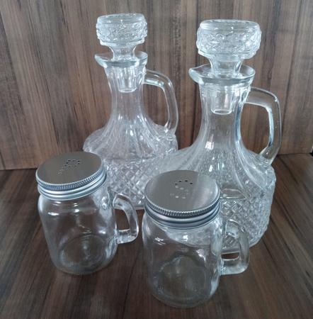 Kit 4pçs Galheteiro Saleiro Pimenteiro Azeite Vinagre Sal Pimenta Vidro - Wheaton Brasil/Wincy Imagem de Kit 4pçs Galheteiro Saleiro Pimenteiro Azeite Vinagre Sal Pimenta Vidro