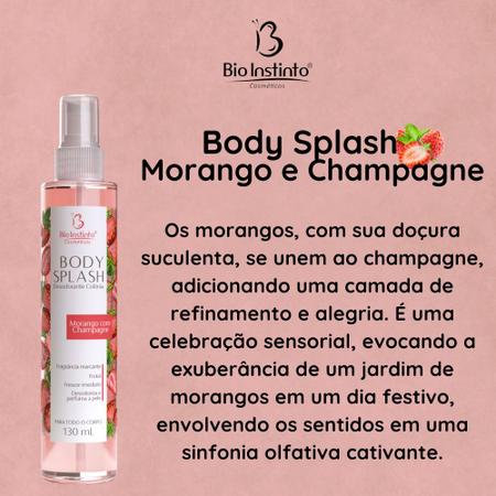 Kit 4x Body Splash Desodorante Colônia Morango com Champagne 130ml - Bio Instinto Imagem de Kit 4x Body Splash Desodorante Colônia Morango com Champagne 130ml
