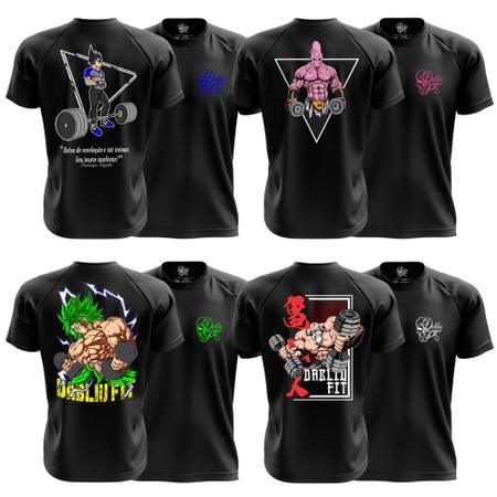 Kit 4x Camisetas Academia Dry Fit Coleção Dragon Ball Dabliu Fit