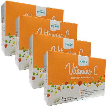 Imagem de Kit 4x Vitamina C 500mg Equaliv 30 cpr Liberação Prolongada