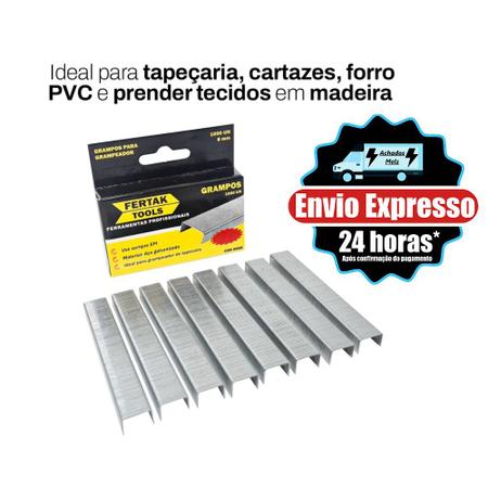 Imagem de Kit 5.000 Grampos de Grampeador Tapeceiro 6mm 8mm 10mm 12mm 14mm Profissional Fertak