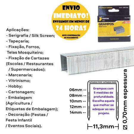 Imagem de Kit 5.000 Grampos de Grampeador Tapeceiro 6mm 8mm 10mm 12mm 14mm Profissional Fertak